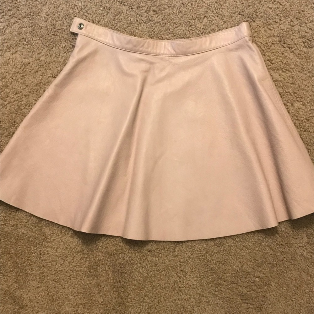 Leather pink skater skirt